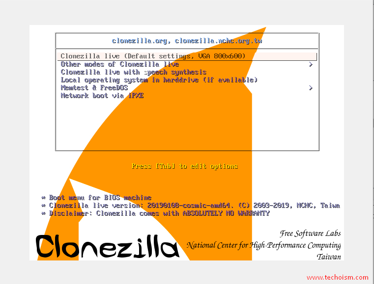 Clonezilla Install 1